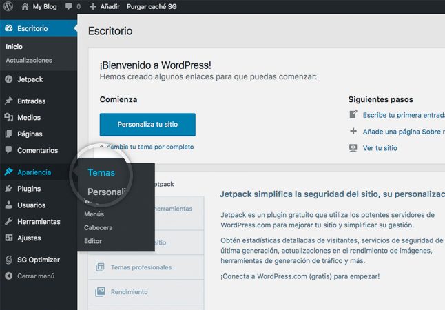 personalización del tema de wordpress